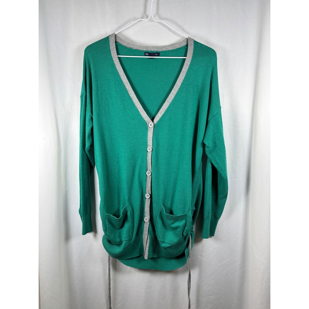 Gap Women's Green Cardigan Sweater Long Sleeve Side‎ Tie  XL